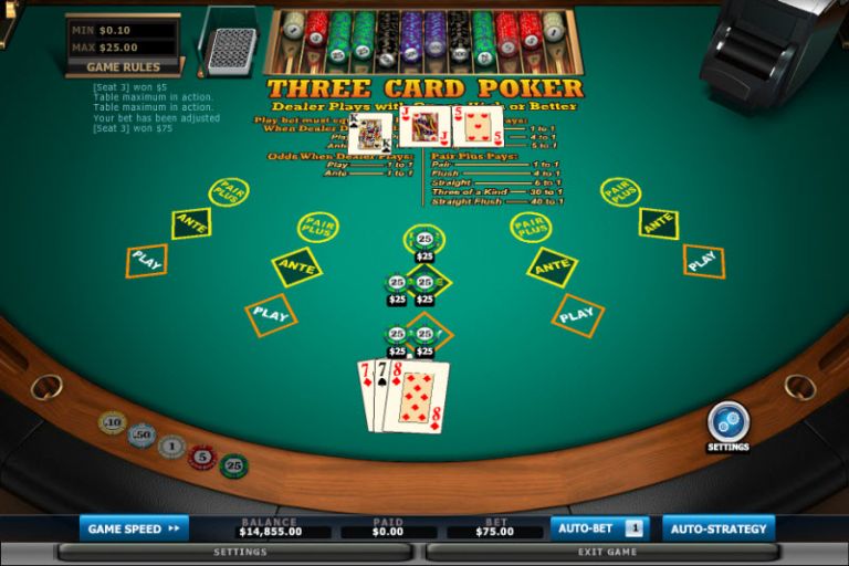 free online 3 card poker games