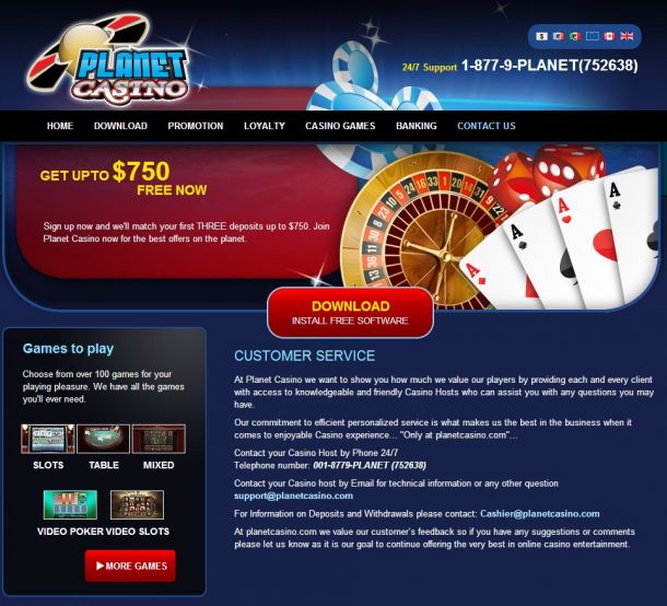 planet casino free spins