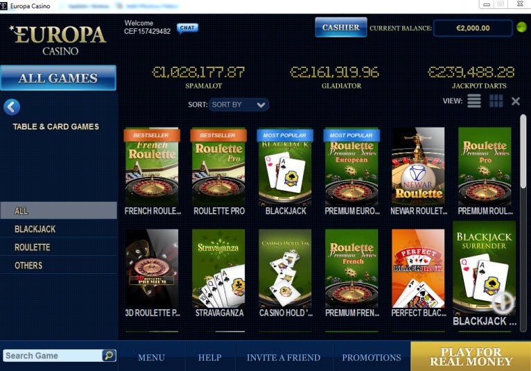 europa casino bonus codes