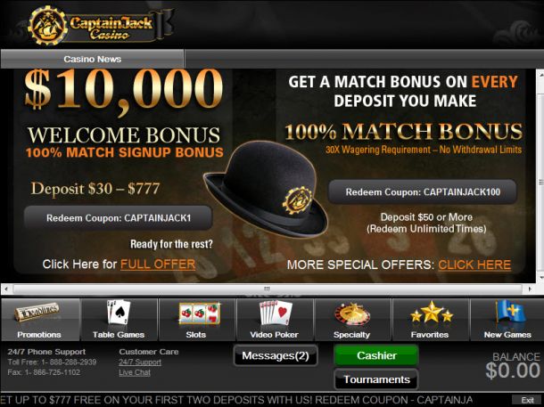 captain jack online casino review